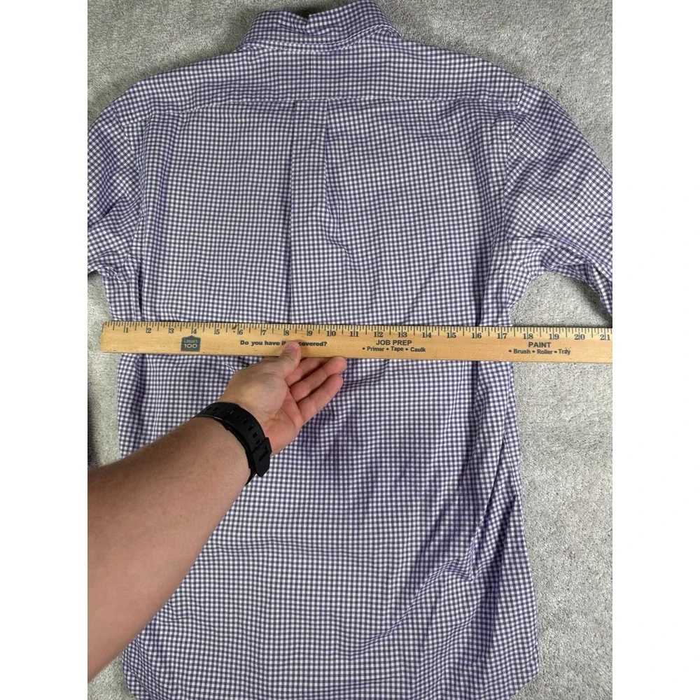 Polo Ralph Lauren Button Shirt Mens S Purple Gingham Check Custom Fit Green Pony